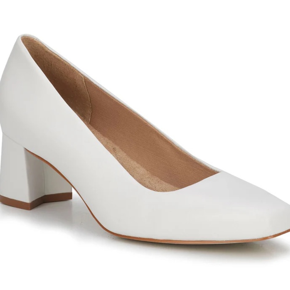 Bridal wedding heels Walking Cradles Meredith White leather Block Heel pumps 8